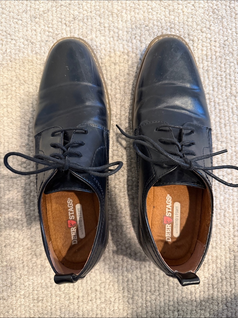 Deer Stags Men's Black Leather Lace-Up Oxfords